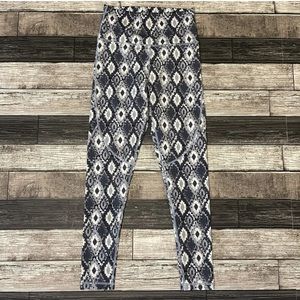 Queen Yoga Active Leggings Women’s Size Medium High Rise Gray Geo Print Stretch